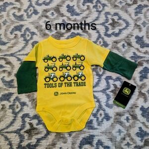 ⚡2/$25⚡New! 6 month John Deere Tractor long sleeve snap bottom t shirt